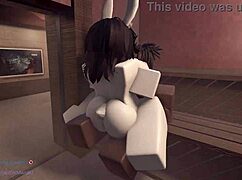 Bunny rides hard in wild cartoon POV with big ass action