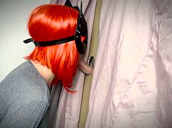 Ginger girl stumbled on a gloryhole and couldn’t resist! 😜