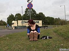 Isabel Dean Toys Her Shaved Pussy in Public for Orgasm