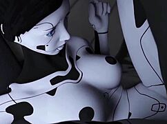 Hot Blonde Witch AI Robot Girl vs Redhead in Cumshot Passion