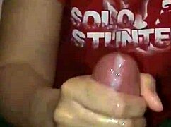 Big cock strokes out a huge load of cum in casual handjob session.