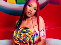 Nicki Minaj Shows Off Big Tits in Action