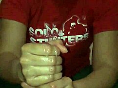 Big cock strokes out a huge load of cum in casual handjob session.