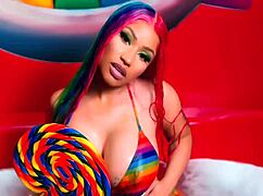 Nicki Minaj Shows Off Big Tits in Action