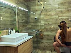 hot myredfoxgirl cheats on husband in bathroom at party