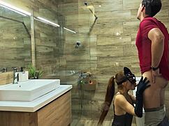 hot myredfoxgirl cheats on husband in bathroom at party