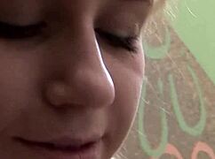 cute blonde teen on the stairs