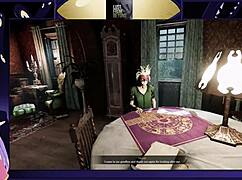 Bodybuilder brunette with big tits in game