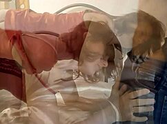 licking and fucking in satin red dress lingerie with dirty talk