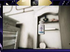 Bodybuilder brunette with big tits in game