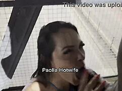 Married Paolla Hotwife banging nonstop on BR 153 highway. Drivers enjoy the wild street sex show with her.