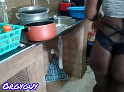 Ebony housewife exposes chocolate pussy at home discreetly