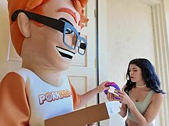 black-haired harley haze plays with toys, gives handjob, rides in cowgirl, takes cum in mouth after doggystyle