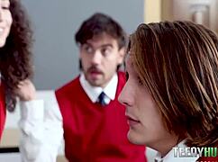 Classroom turns wild as teacher's pet sparks a hot threesome