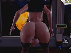 Redhead shemale bangs brunette in 3d cartoon