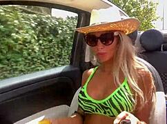 Monika Fox strips down naked and cruises the city streets in her car for thrills