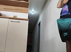 Risky Sex While Husband Showers Friend Erects