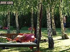 Blonde Babe Sucks Cock Then Gets Pussyfucked Outdoors