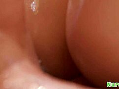 Busty Brunette Teen Masseuse Gets Pussy Pounded on Massage Mattress