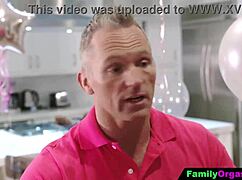 familyorgasm brings 18-year teens into wild orgy with stepfathers, moaning in cowgirl 4some