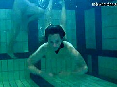 Katka And Barbara Lesbian Teens Bounce Tits Underwater In Pool.