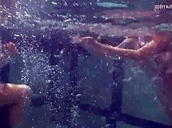 Katka And Barbara Lesbian Teens Bounce Tits Underwater In Pool.