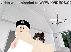 police officer bends criminal over