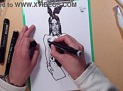 quick sketch of a hot sexy girl in latex with markers