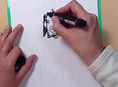 quick sketch of a hot sexy girl in latex with markers