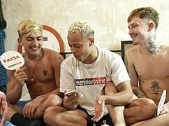 Bastidores: Kevin and Ethan in Brazilian interracial threesome backstage.