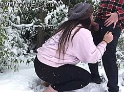 Real Couple Enjoys Outdoor Snow Adventure