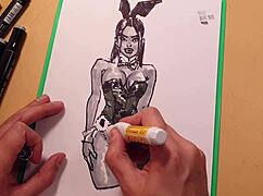 quick sketch of a hot sexy girl in latex with markers