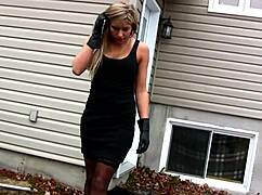 my new girlfriend teases me smoking outside in lingerie