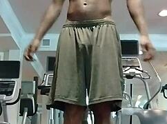 She performs a pole dance routine at home