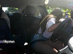Hot Wife Thay Ksada Flashing in Car for Stranger, Letting Him Touch Her Body