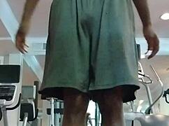 She performs a pole dance routine at home