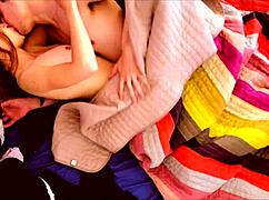 Sexy couple contrasts homemade fucking with moaning