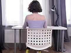 Tiny perv Darcy Dark finger fucking her pink shaved box