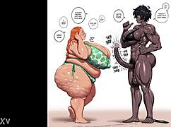 Ebony futa UNLOADS lumpy sperm from curvy monster dick