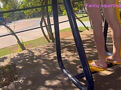 Wife shows off in crowded public park with confidence