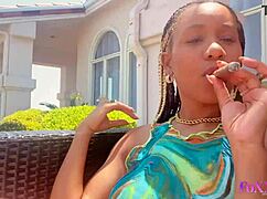 jenna foxx teases her trimmed pussy outdoors