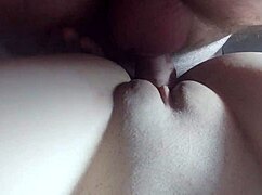 Close-up of big cock fucking asian girl's tight pussy