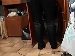 I watchd my stepmom cleanin the closet while my girlfriend lickd my pussy, oh god it was so hot!