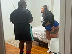 isa lawrence's shemale cock hardens as she takes the machine's prick