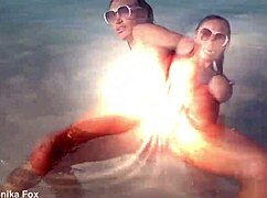 uhh, sexy monika fox playin herself in sea n beach squirtin