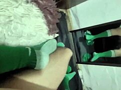 Latina teens fuck hard and creampie in mirror