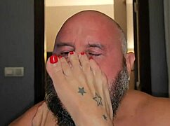 Mature bodybuilder milf gives hardcore footjob and deepthroat with big tits