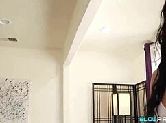 Stepmomma Mona Azar sucks deep on massage table!