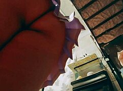 Latina Student Shows Big Ass in Pink Skirt for Voyeurs