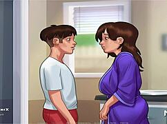 Mature enjoys jerking off cock in game